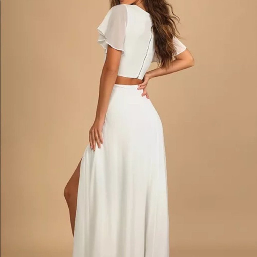 NEW Lulu’s Garden Bliss White Cutout Maxi Dress